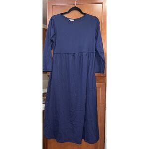 Isabel Maternity Navy Stretch MidiRound Neck 3/4Sleeve Dress Small NWT